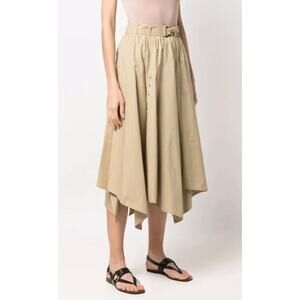 NWOT ulla johnson helaine Tan Asymmetrical Midi Khaki Skirt Belt 2